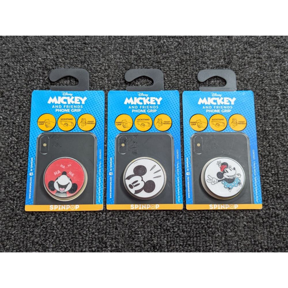 Disney Mickey Mouse Cell Phone Grip Hand Gripper Kickstand Pop Up Lot of 3
